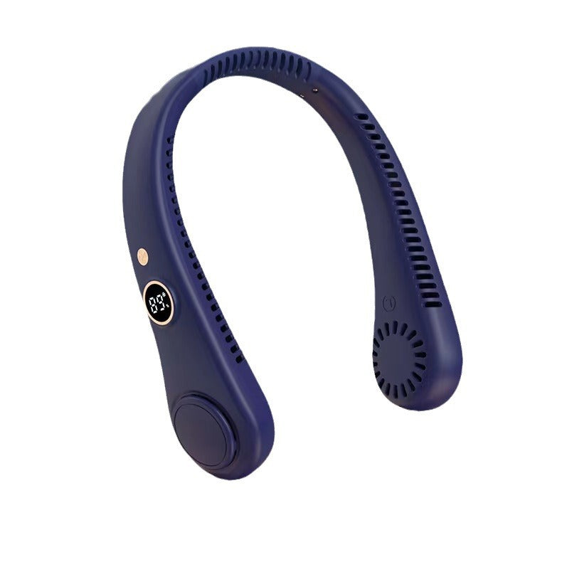 Portable Cooling Neckband Fan Lightweight Wearable Personal Neck Fan with Adjustable Speeds and LED Display