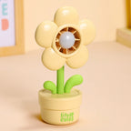Mini Desktop Cooling Fan Flower Design USB Rechargeable Adjustable Speed