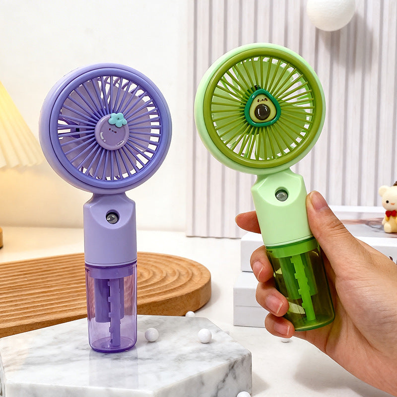 Portable Mini Fan With Integrated Spray Function USB Rechargeable Adjustable Speed
