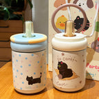 Women's Insulated Plastic Drinking Cup Double-Walled with Secure Flip Lid and Cat Design