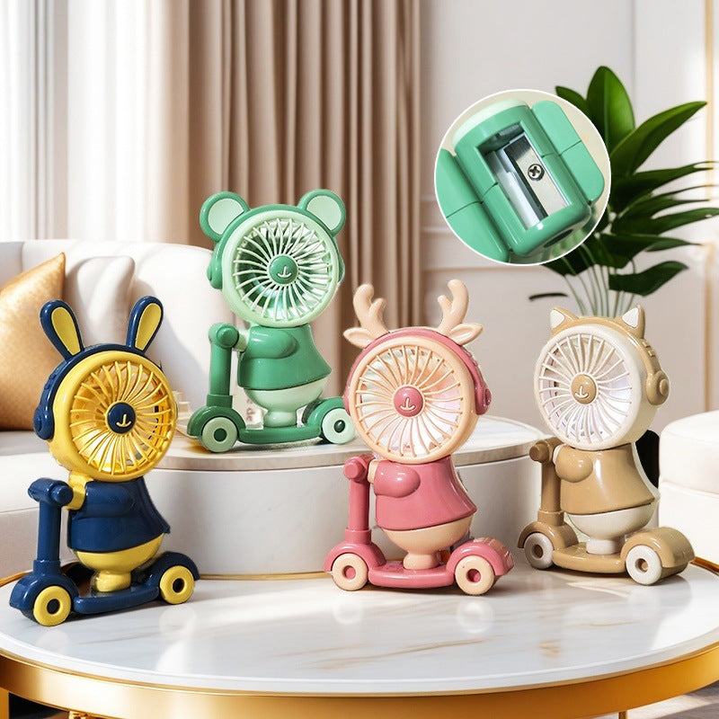 USB Desk Fan Cute Cat Design Portable Quiet Operation Adjustable Tilt for Women