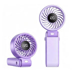 Portable Hand Fan Lightweight USB Rechargeable 3-Speed with Digital Display