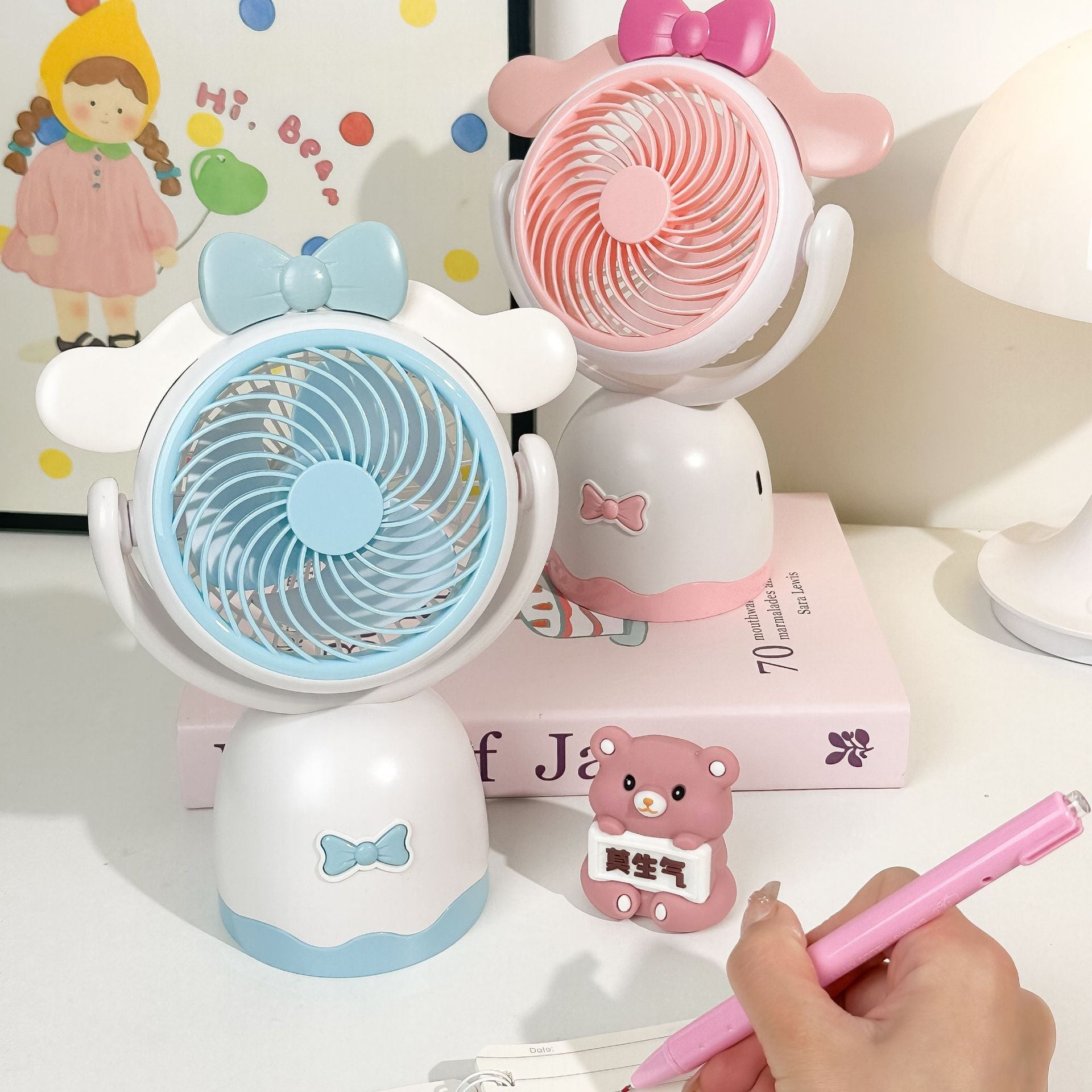 Portable Mini Handheld Fan with Playful Cat Design Lightweight Rechargeable Personal Cooling Fan