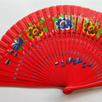 Women's Folding Paper Fan Colorful Floral Design Red Summer Accessory