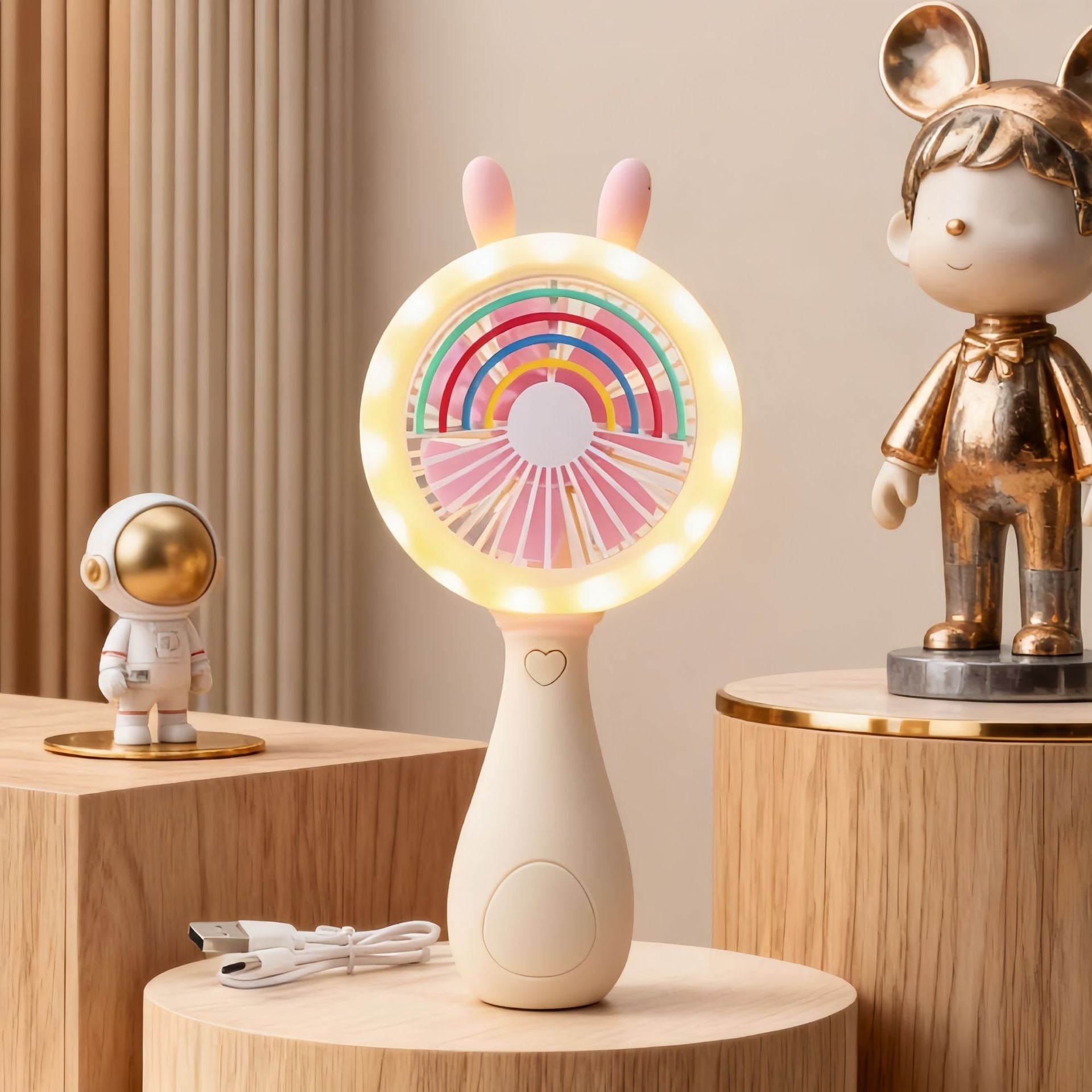 Portable Mini Handheld Fan with Creative Animal Design USB Rechargeable Compact Fan for Travel and Outdoors