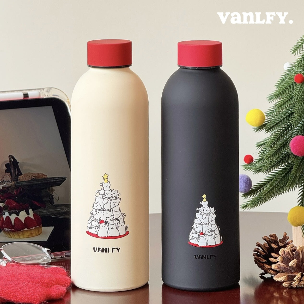 Insulated Stainless Steel Water Bottle Double-Walled Hot Cold Durable Reusable with Dog Design