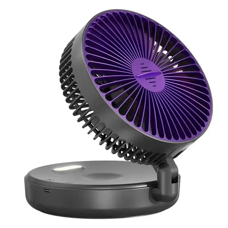 Rechargeable Foldable USB Type C Desk Fan with Adjustable Tilt and LED Night Light