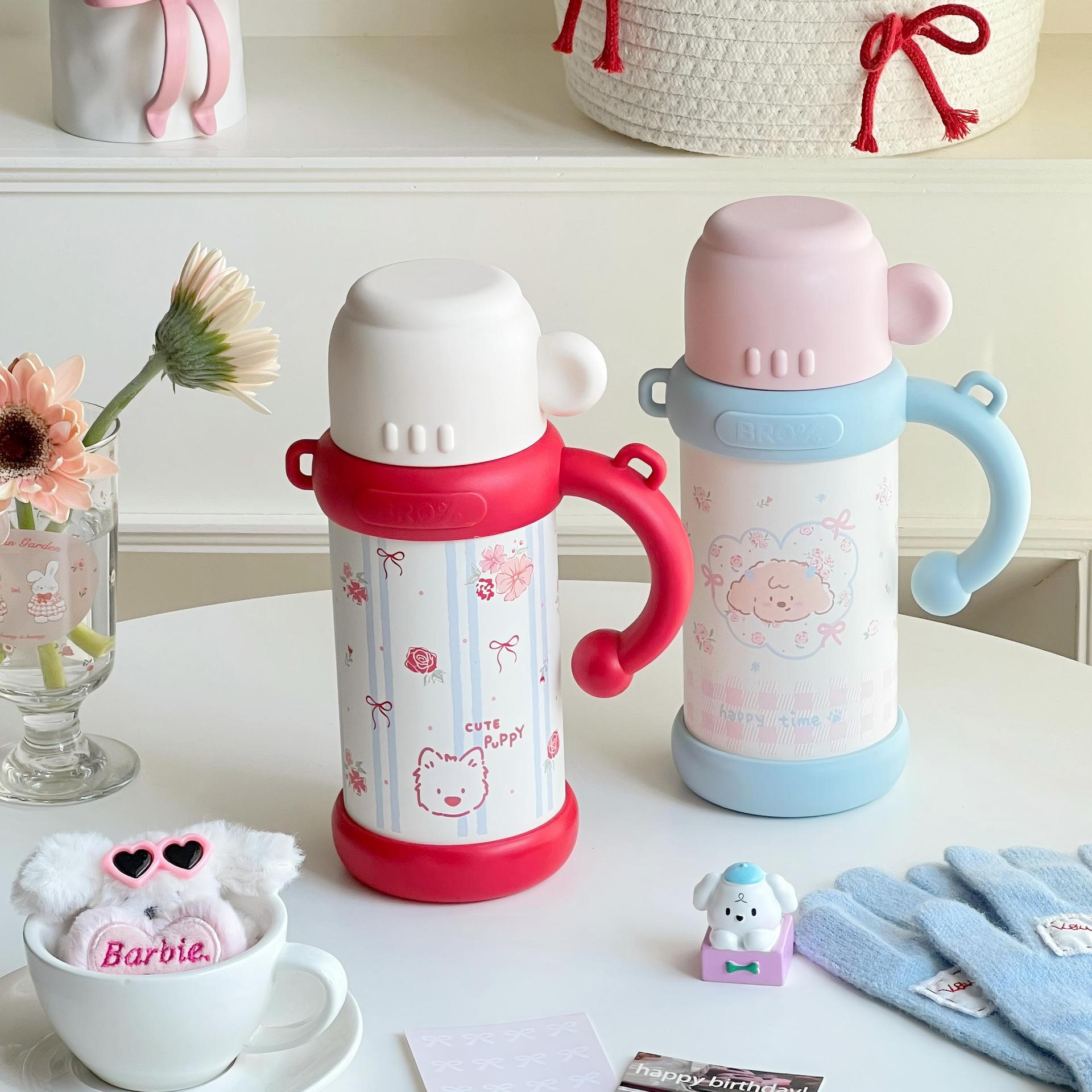 Insulated Floral Pattern Thermos Bottle for Women Leak-Proof Travel Water Flask