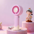 Women Portable Mini Fan with LED Light USB Rechargeable Compact Handheld Fan