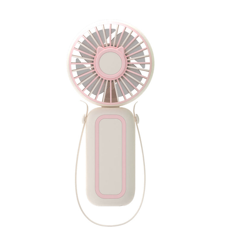 Women's Portable Handheld Fan with Integrated Neck Strap USB Rechargeable Adjustable Speed