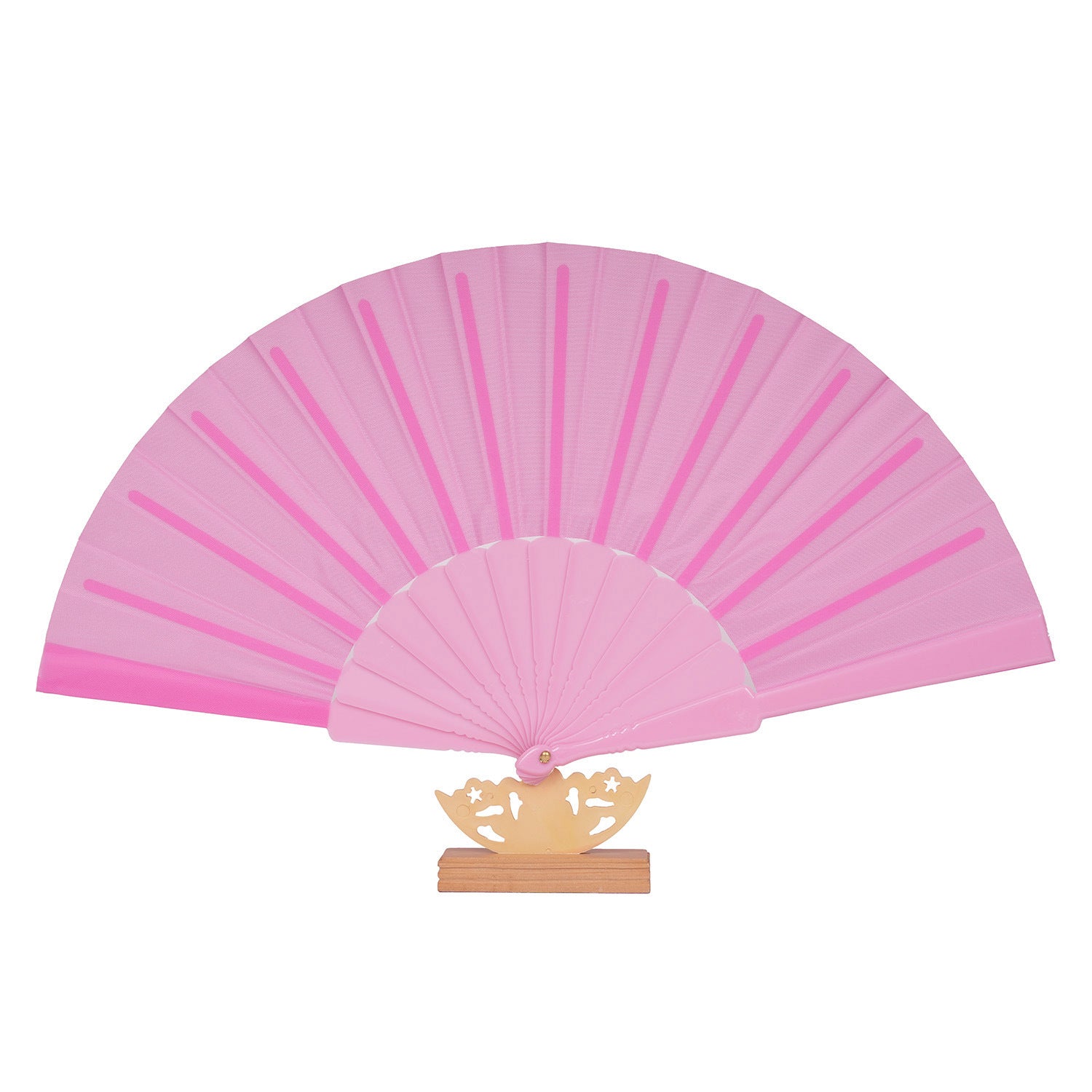 Women's Hand Fan with Filigree Wooden Handle Elegant Paper Folding Fan
