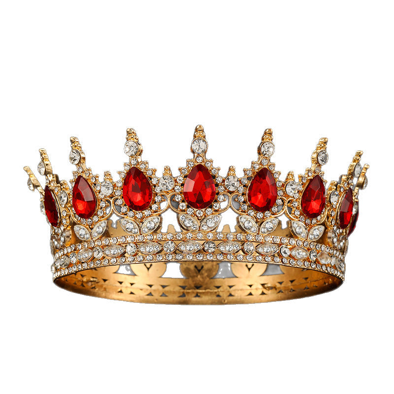 Women’s Crown with Green Gemstones Black Metal Elegant Floral Design