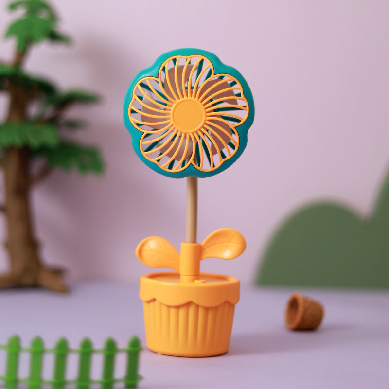 Women's Portable Mini Fan Flower Design Lightweight Handheld Cooling Fan
