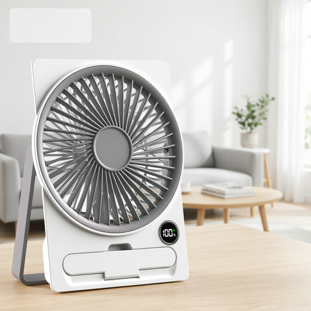 Ladies Table Fan Compact Quiet Operation Adjustable Tilt LED Display
