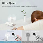 Foldable Rechargeable Portable Mini Fan with USB Power Bank and Lanyard Unisex One Size