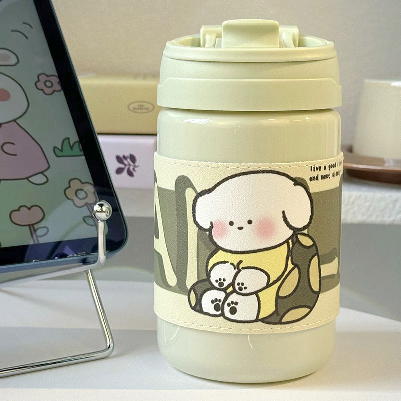 Insulated Water Bottle with Cute Animal Design Lightweight Spill-Proof Flip Lid