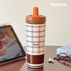 Women’s Insulated BPA-Free Plastic Water Bottle with Silicone Spill-Proof Cap and Playful Motif