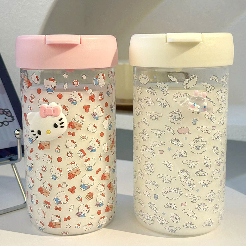 Insulated Plastic Water Bottle for Women with Playful Animal Motif Flip-Top Lid Lightweight Portable