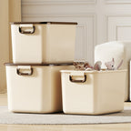 Stylish Plastic Storage Box with Lid and Handles 38x27x23 cm for Home Organization