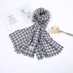 Women's Checked Scarf Soft Lightweight Black and White Cozy Wrap Shawl