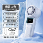 Portable Folding Fan USB-C Rechargeable with LED Display Stepless Speed Control and Desktop Base