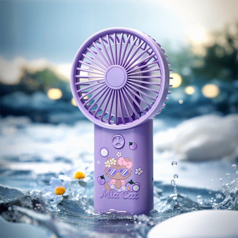 Portable Cartoon-Themed Rechargeable Hand Fan Adjustable Speed Compact Size