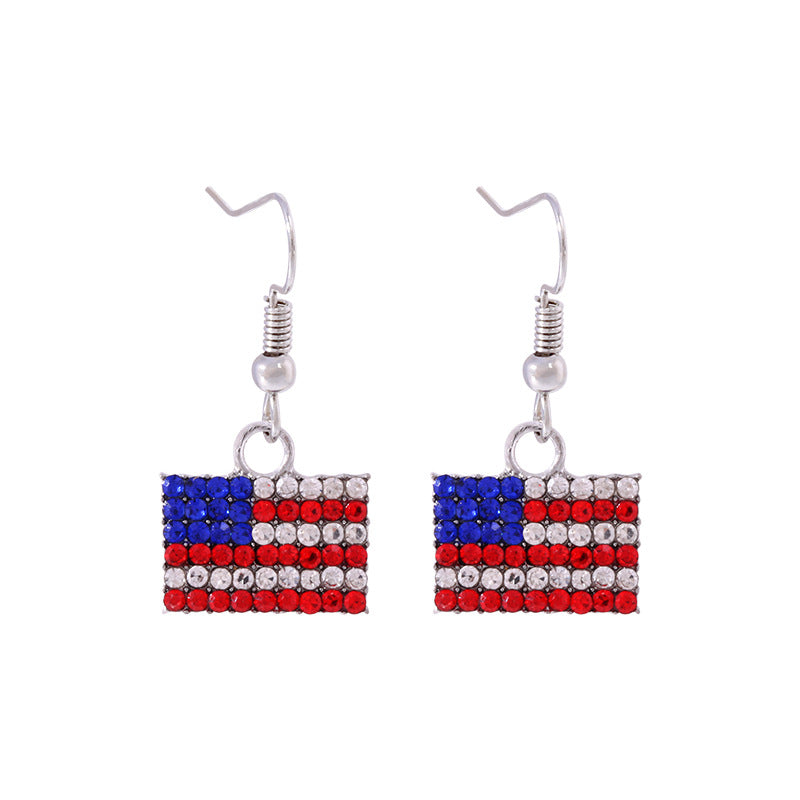 Women's Lightweight Star Earrings Enamel Flag Design Fishhook Closure Zinc Alloy