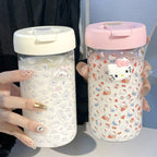 Insulated Plastic Water Bottle for Women with Playful Animal Motif Flip-Top Lid Lightweight Portable