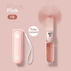 Foldable Rechargeable Portable Mini Fan with USB Power Bank and Lanyard Unisex One Size