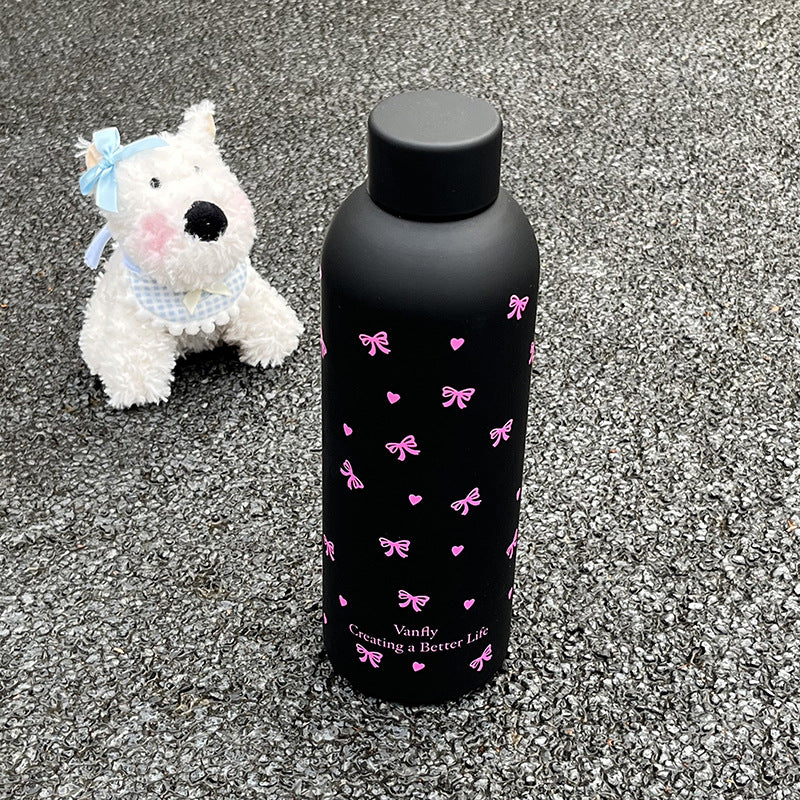Insulated Stainless Steel Water Bottle for Women with Leak-Proof Lid and Cute Bow Design