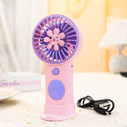 Portable Mini Hand Fan USB Rechargeable Lightweight Quiet Operation with Flower Design