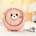 Portable Desk Fan Cute Animal Design USB-Powered Adjustable Tilt Compact Personal Cooling Fan