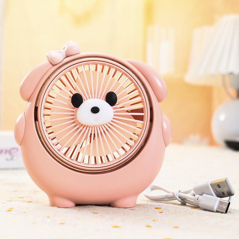 Portable Desk Fan Cute Animal Design USB-Powered Adjustable Tilt Compact Personal Cooling Fan