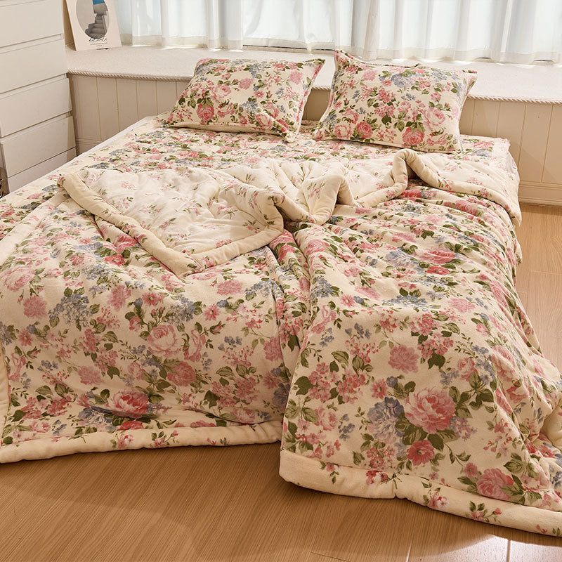 Women’s Floral Cotton Bedding Set Soft Yellow Blue Comfort