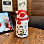 Insulated Stainless Steel Water Bottle with Secure Flip Lid and Dog Design for Women