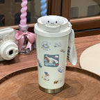 Women's Insulated Mug BPA-Free Plastic Flip-Top Lid Playful Character Design