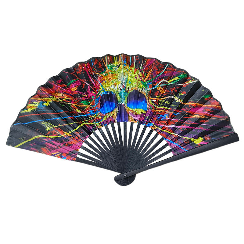 Ladies Handheld Fabric Fan Colorful Lightweight Elegant Accessory