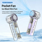Portable Mini Fan with Transparent Housing LED Display Lightweight Compact