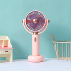 Portable Handheld Fan USB Rechargeable 3-Speed Compact Lightweight with Stand