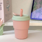 Reusable Women's Drinking Cup with Integrated Straw Leak-Proof Lid BPA-Free Dishwasher Safe