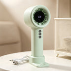 Portable High-Speed Fan with Digital Temperature Display USB Rechargeable Quiet Operation