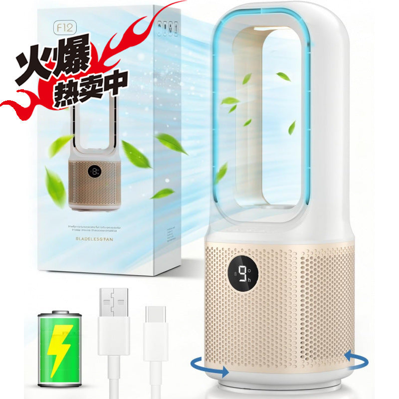 Harrow Bladeless Tower Fan With Intelligent Timer USB Rechargeable Quiet Operation