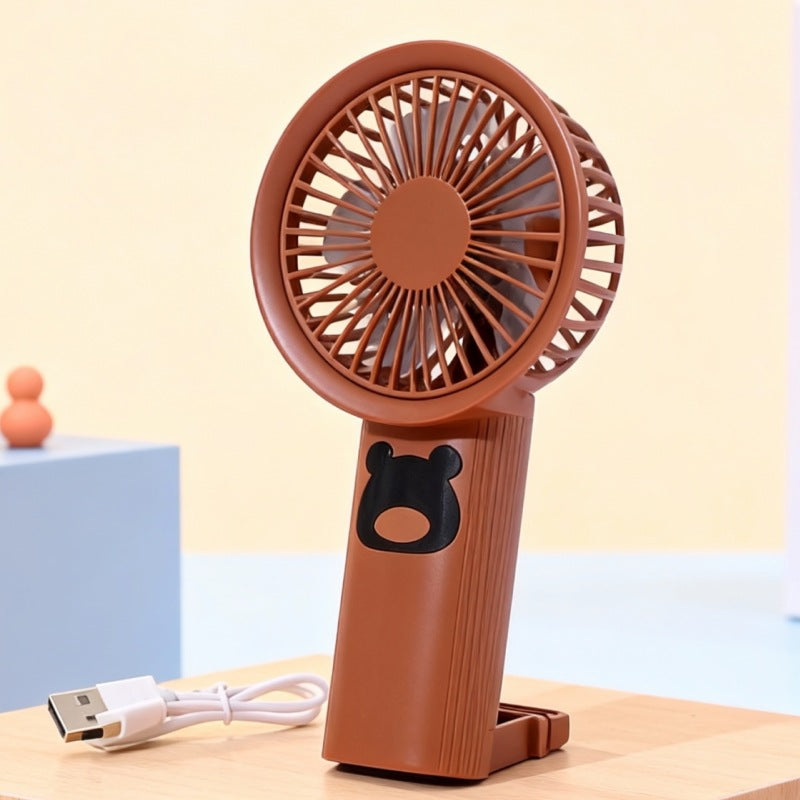 Women Portable Handheld Fan USB Rechargeable Mini Fan with Playful Bear Design Quiet Operation