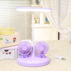 Multifunctional Table Lamp with Integrated Fans USB LED Light and Cooling for Bedroom or Office
