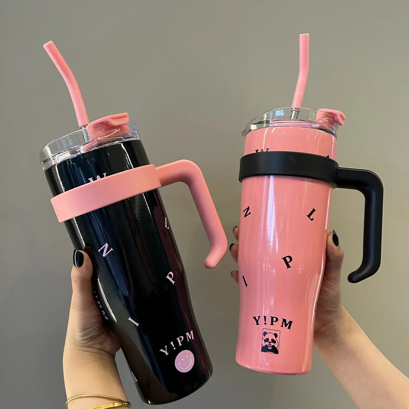 Women’s Insulated Water Bottle BPA-Free Plastic with Straw and Carry Handle