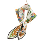 Women's Silk Scarf Botanical Pattern Soft Lightweight Elegant Neck Scarf Hairband Accessory