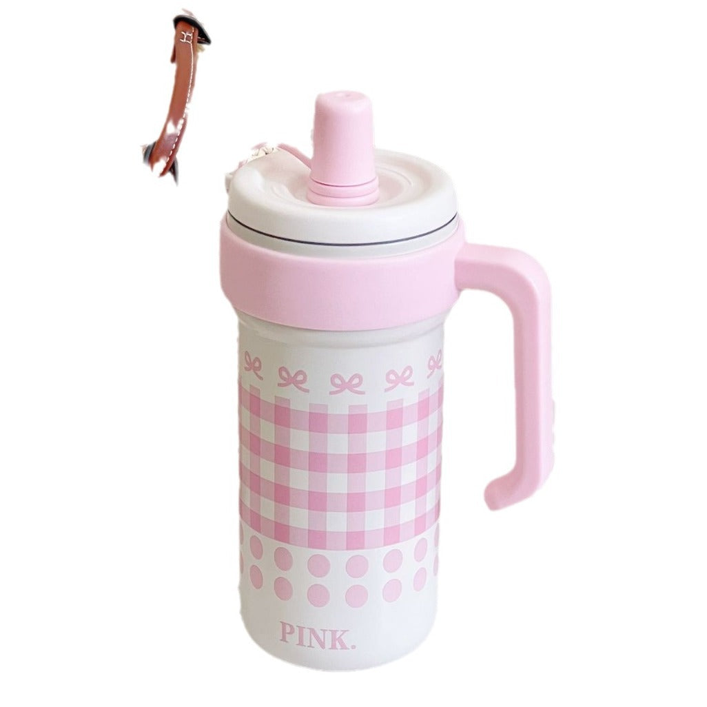 Women’s BPA-Free Drinking Container with Cat Design and Hygienic Lid Ergonomic Handle