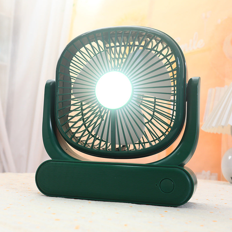 Portable Battery-Operated Table Fan with USB Charging and LED Light Adjustable Head