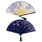 Women Handcrafted Paper and Wood Fan with Floral Design Elegant Portable Accessory