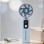 Portable High-Speed USB Charging Fan with LCD Display Compact Handheld Personal Cooling Fan for Women